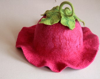 Floral Felt Top Hat: Pink Pixie Fantasy Headpiece