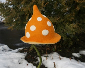 Wool shaped mushroom forest witch costume hat