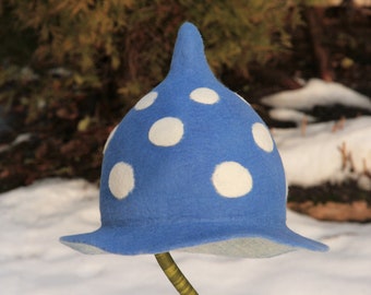 Felt toadstool mushroom costume hat Polka dots forest elf hat