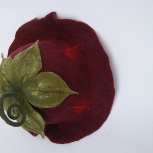 Wine red felt fashion hat image 4