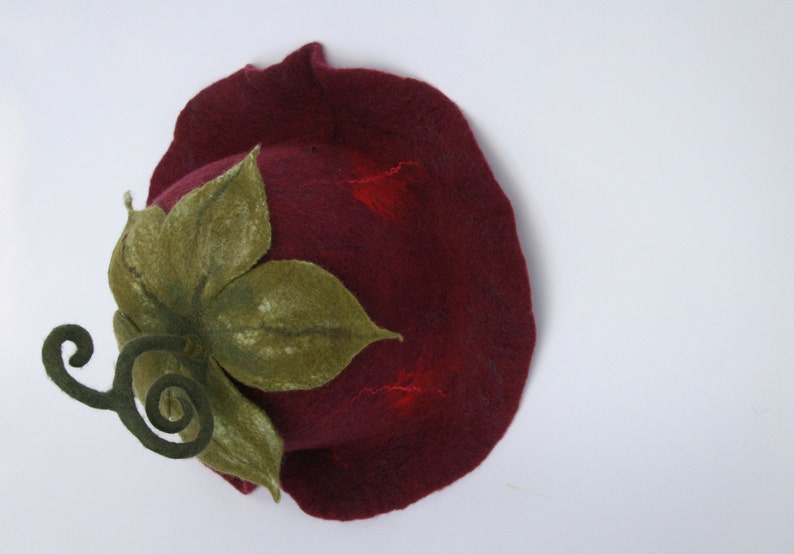 Wine red felt fashion hat image 4