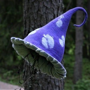 Nature inspired wool mushroom hat Felt witch amanita