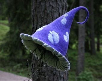 Nature inspired wool mushroom hat Felt witch amanita
