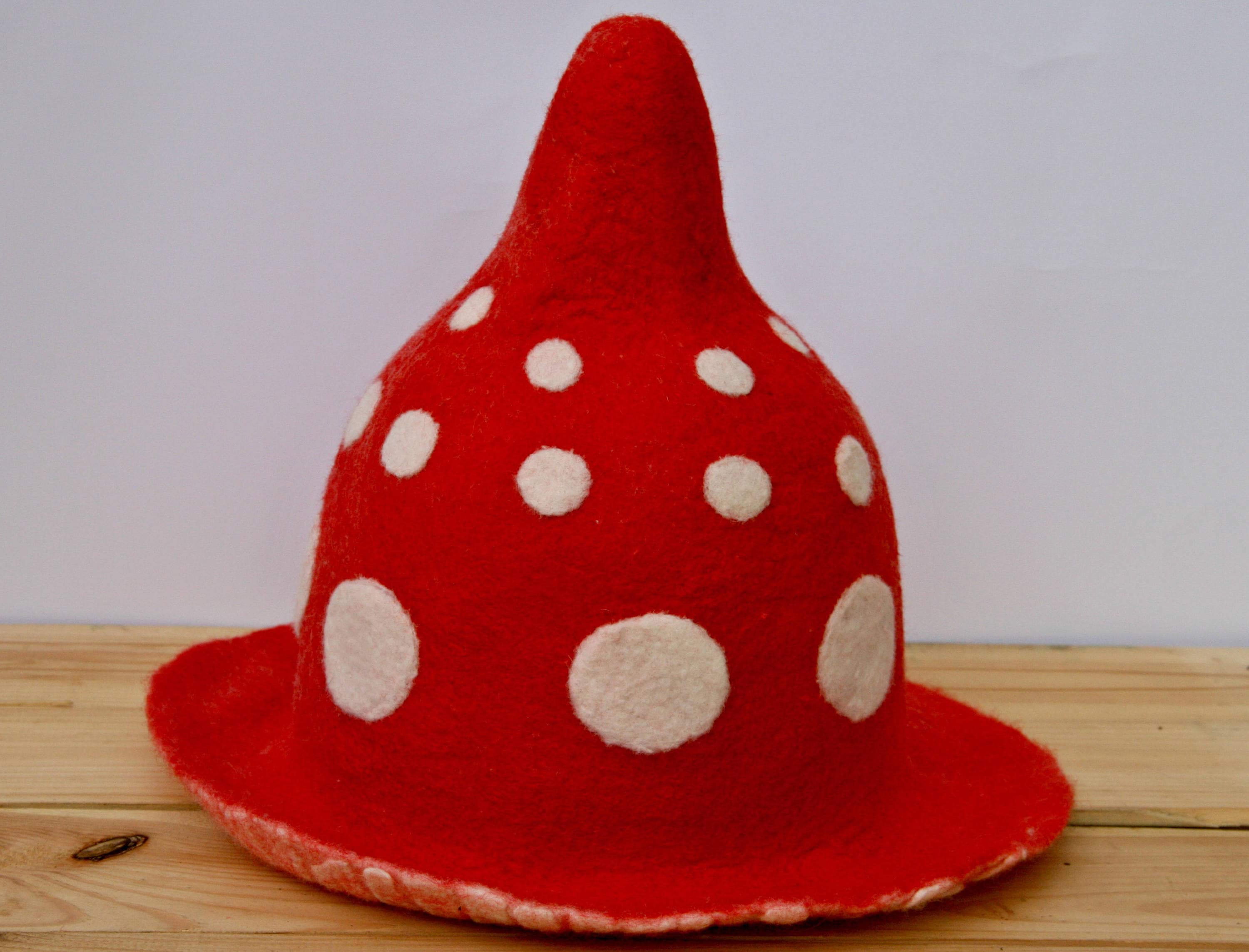 Felted Mushroom Hat: Red Fly Agaric Pixie Top Hat - Etsy