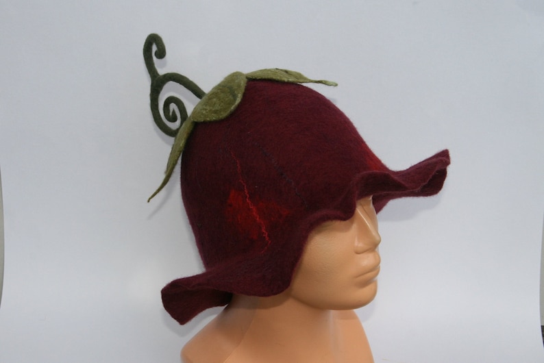 Wine red felt fashion hat image 6