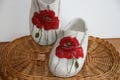 Felt Wool Slippers: Handmade Women's House Shoes with Poppy Design. product logo