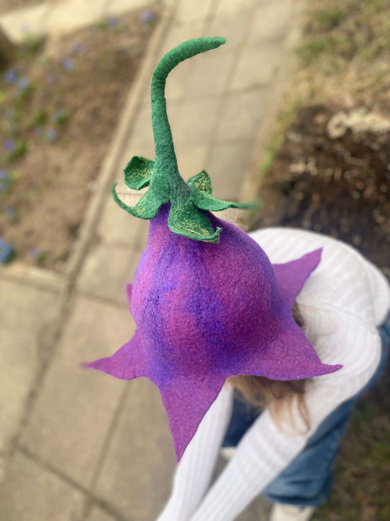 Wool Purple Womens Felted Handmade Hat With Flower Detail Elegant Soft Wide Brim The second hat in the Pixie line. It was so fun to see if I  main image 4