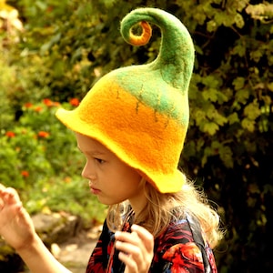 Wizard wool hat Elf felt cap Festival headwear Green wool felted hat Pixie winter Elven cosplay sauna hat
