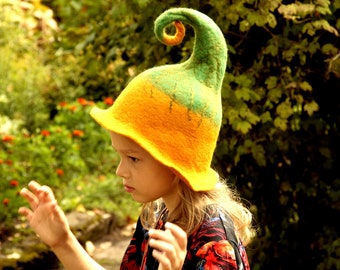 Wool Felted Wizard Hat: Elven Pixie Cosplay Headwear