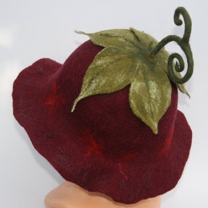 Wine red felt fashion hat image 5