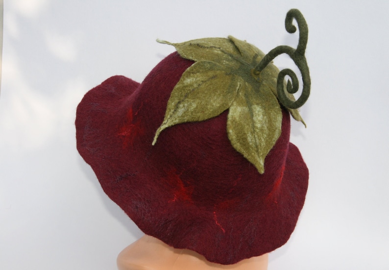 Wine red felt fashion hat image 5