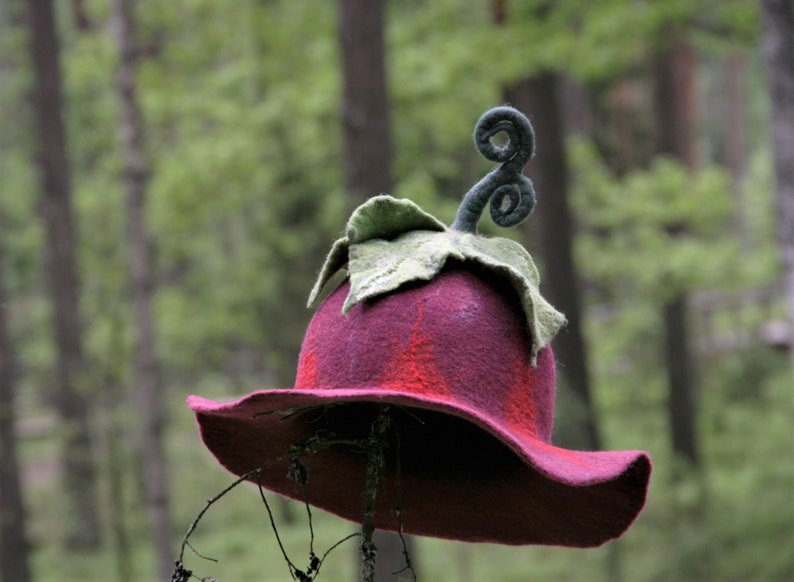 Wine red felt fashion hat image 9