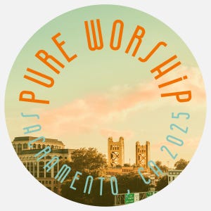 Diseño de calcomanía "Adoración pura" de la Convención Especial de los JW 2025 en SACRAMENTO - Descarga digital