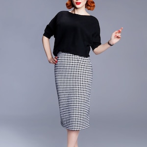 WINTER PENCIL SKIRT Hounds Tooth Print - Etsy