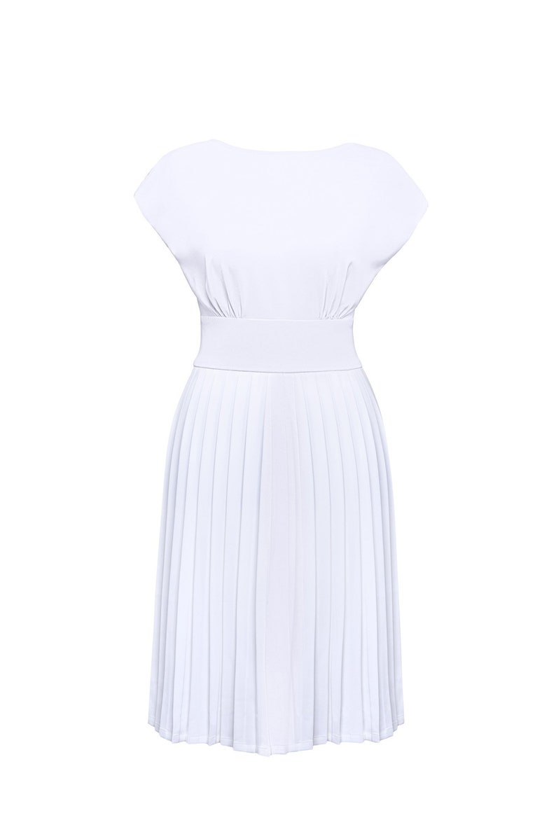 short slitted sleeves Betty/'s ACCORDION PLEATED dress