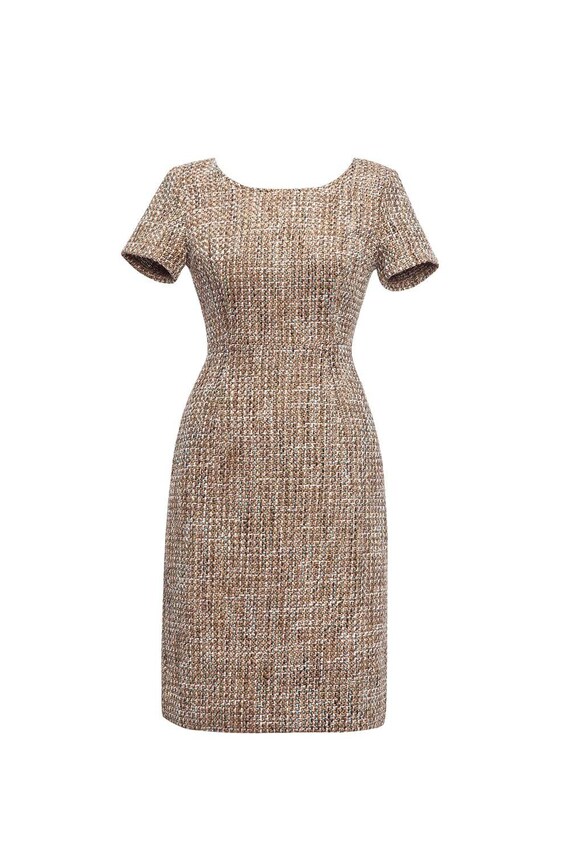 beige tweed dress