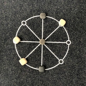 Roman Rota Board Game,  Tic-Tac-Toe, Embroidered on Natural Wool Felt, with Natural Stone Game Tiles