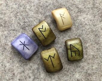 5 Moose Bone Anglo Saxon Runes, Dyed with Plants, with DHL
