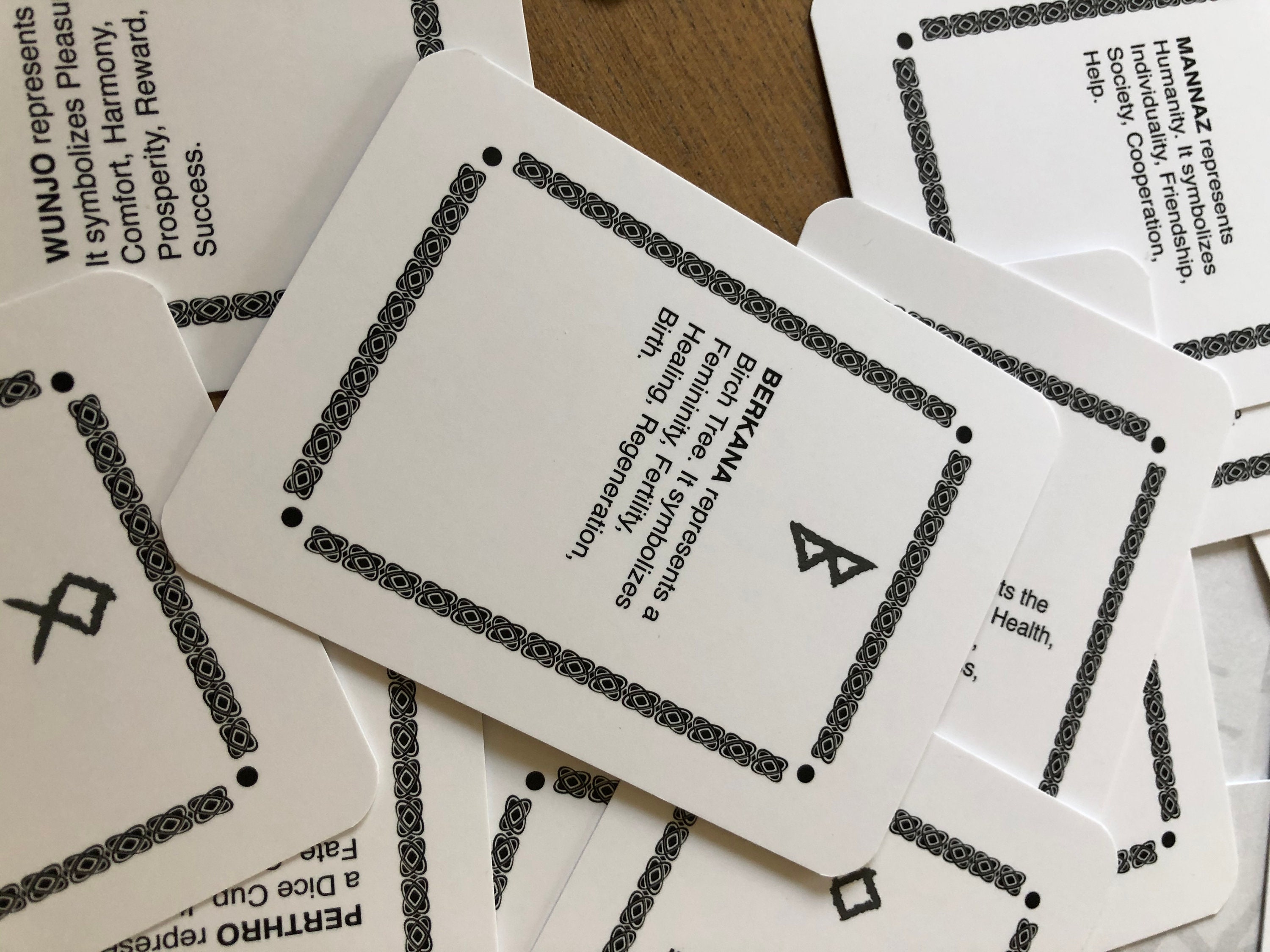 Rune Meanings Cards Set 24 My Own Design Futhark Viking | Etsy