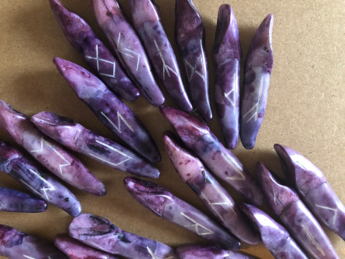 Elk Bone Rune Set 241 Viking Age Craft Elder Futhark Dyed - Etsy