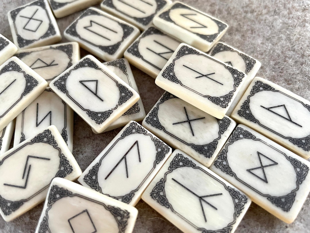 Real Bone Runes, Engarved, Futhark, Set 24, Viking Age Craft, Unique ...