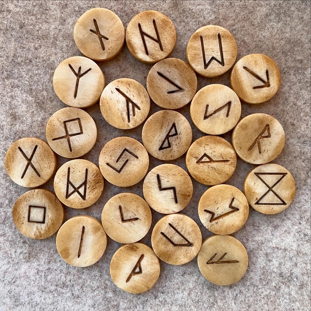 Chaga Ritual Set Real Bone Runes, Dyed With Chaga, Futhark Set 24, Unique, Water ...
