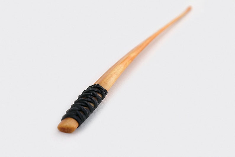 dyed with Onion Skins Natural Hair Stick Jewellery Elk Bone Hair Pin with Leather Decoration Rustic and Archaic style