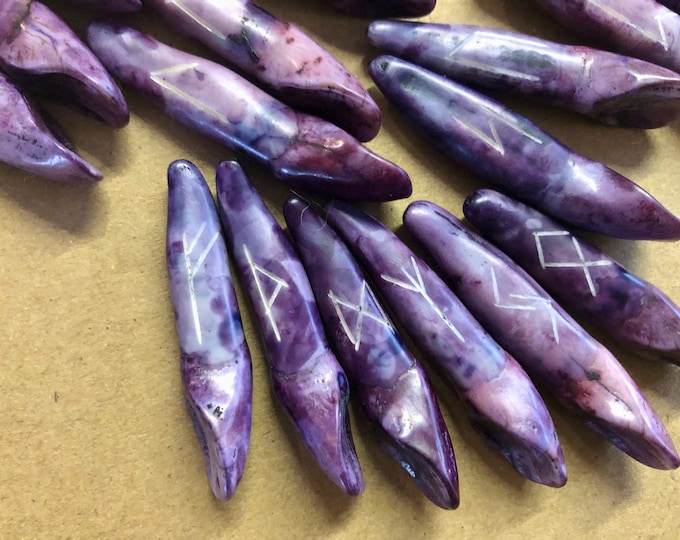 Elk Bone Rune Set 24+1, Viking Age Craft, Elder Futhark, Dyed With ...