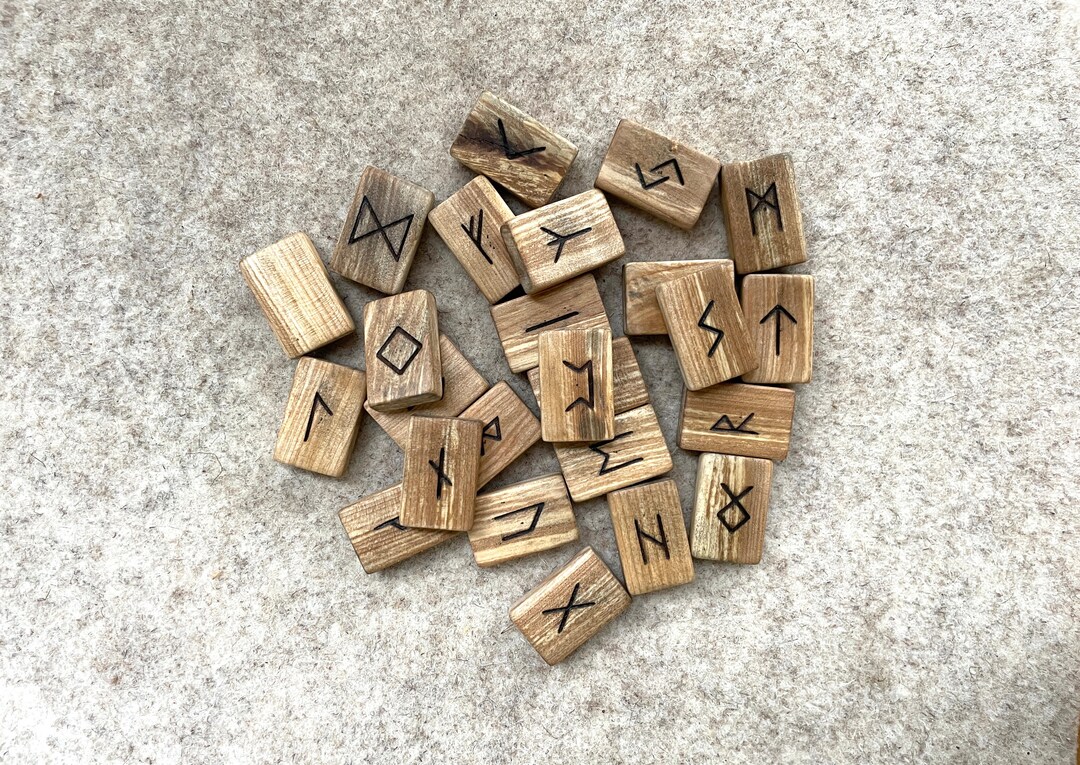 Burned Runes From Magical Rowan Wood, Set 24+1, Futhark, Waxed With ...