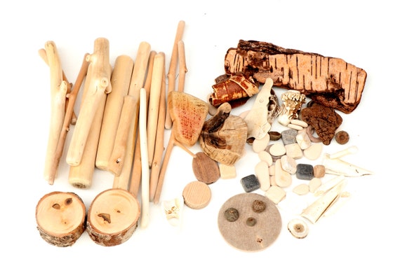 Different Natural Material Mix, Wood, Birch Bark, Acorns, Natural Stone, Bone, Your Art and Crafts Projects, 1 kg