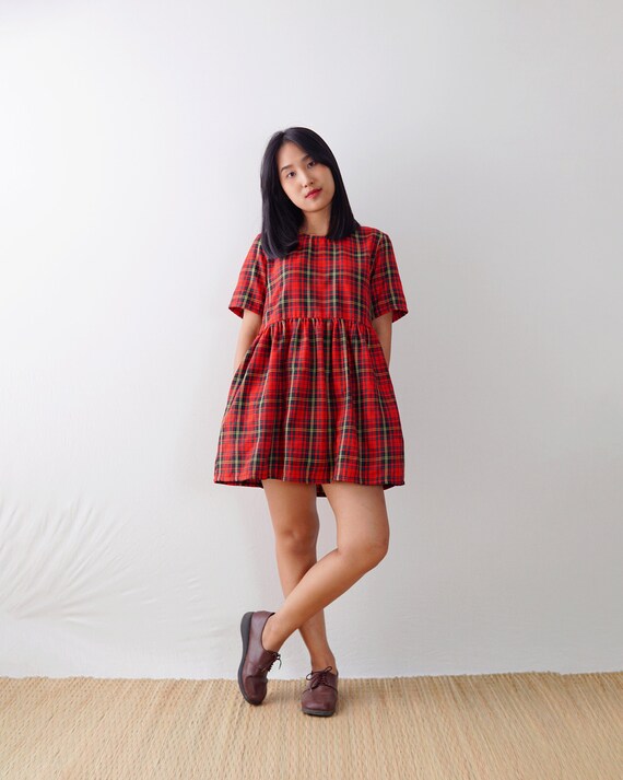 plaid smock dress