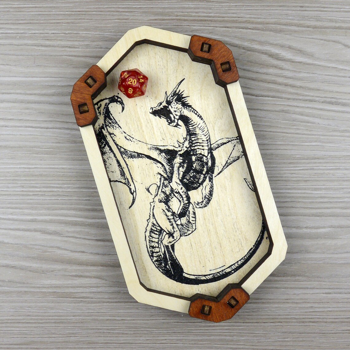 Dragon Dice Tray for Dungeons and Dragons Wooden Dice Roller Etsy
