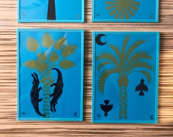 Poster _Palm Tree limited edition screen print _ DESERT BLEU _ Turquoise Blue Variation