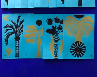 Poster _Palm tree limited edition screen print _ DESERT BLEU _ Turquoise variation