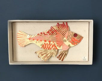 Gold fish and yellow paper art original piece