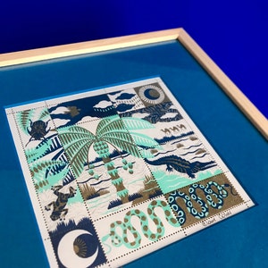 OASIS palmtree crocodile illustration stamps blue and gold positive vibes image 4