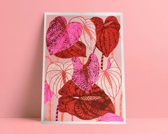 PINK FLOWERS _ limited edition _ risograph
