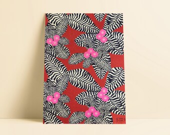 Red risograph illustrations of wild primroses. Limited edition