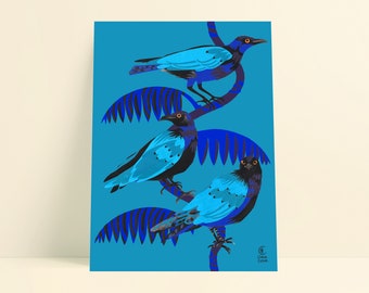 BLUE BIRDS ILLUSTRATION wallart