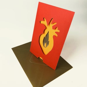 Love card original handmade in France red ans gold image 1