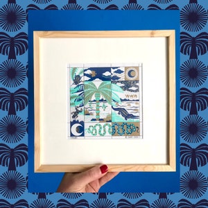 OASIS palmtree crocodile illustration stamps blue and gold positive vibes image 3