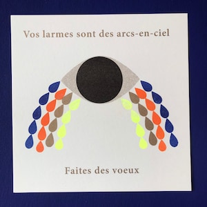 Riso illustration arc-en-ciel œil larme multicolore message positive