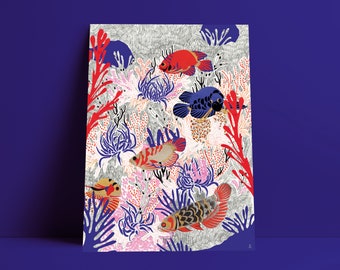 ILLUSTRATION Under the sea Poissons corals and seaweeds