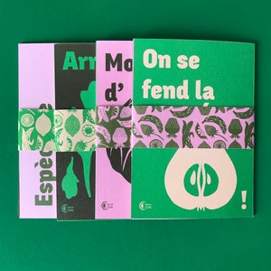 Cartes postales Expressions Françaises Fruits et légumes vert et rose