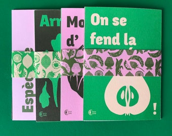 Postcards Expressions Françaises Fruits and vegetables green and pink