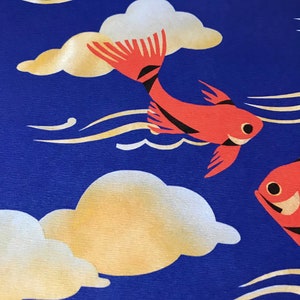 FISH blue, gold and Red illustration wallart artprint image 5