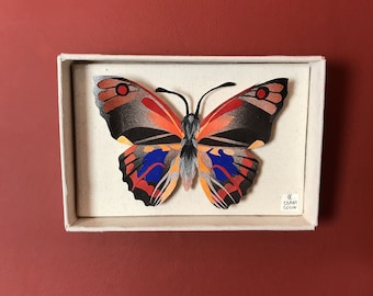 Butterfly paper art original piece blue and orange