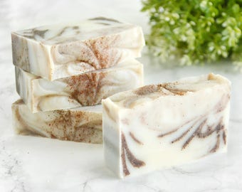 Cinnamon Soap Bar - Natural Unscented Cold Process Soap For Mother's Day Gift From Daughter - Vegan Skincare Product - Rustic Christmas Soap