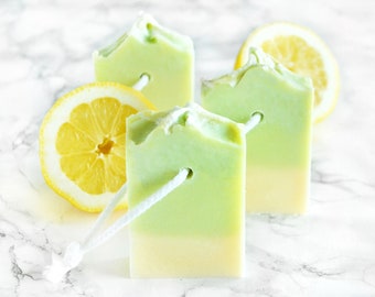 Lemon Soap Bar - Homemade Citrus Soap Cute Gift For Couple - Dry Skin Cold Process Soap Shower Gel Bar - Shampoo Bar SLS Free Oily Hair