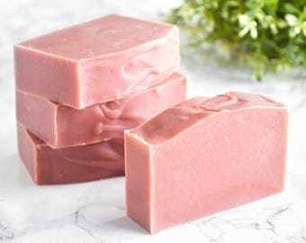 Rose Clay Face Soap - Self Care Luxury Vegan Face Wash - Natural Soap For Sensitive and Dry Skin - Small Present Facial Cleanser Soap Bar